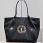 Saint Laurent Rive Gauche Round Logo Tote Bag in black.