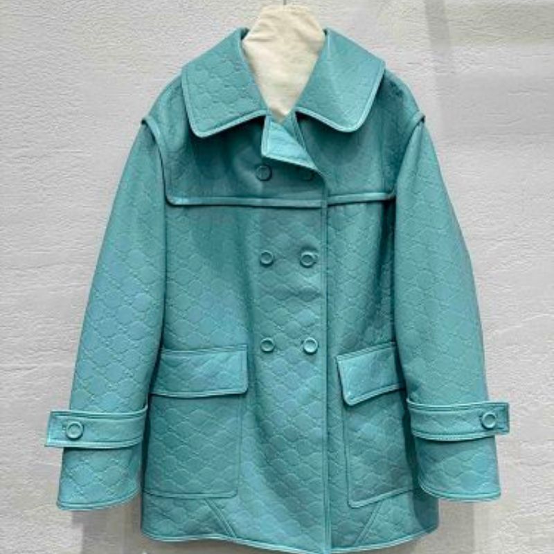 Gucci GG Embossed Leather Coat