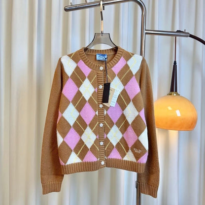 Prada Argyle wool and cashmere cardigan.