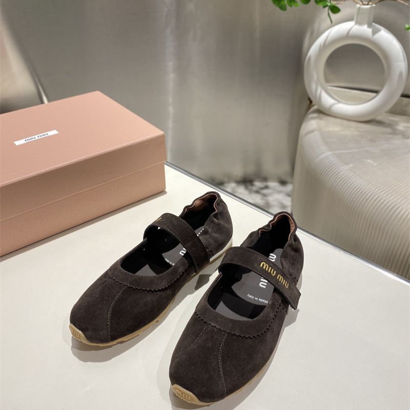 Miu Miu logo-strap ballet flats.