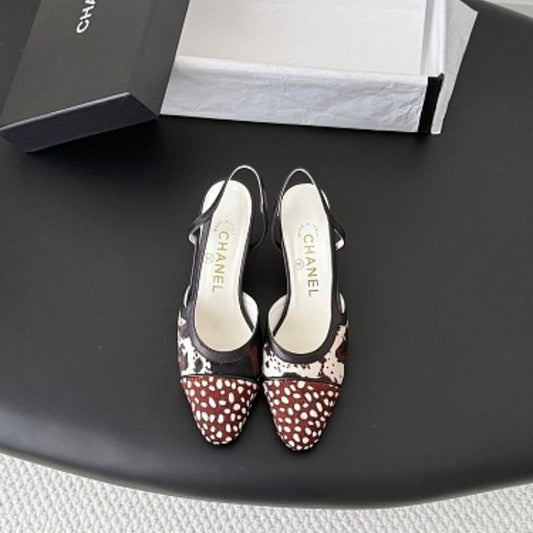 Chanel Animal Print Calfhair Slingback Pumps,