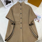 Celine Wool or Cashmere Poncho Coat with Leather Pockets,