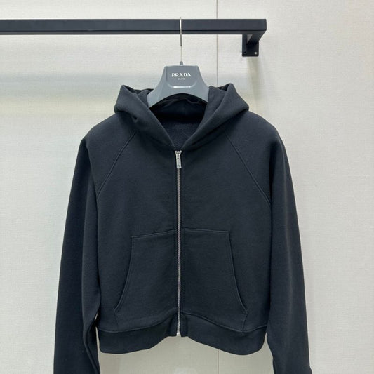 Prada cropped full-zip hoodie.