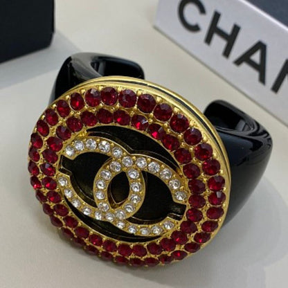 Chanel black resin Gripoix cuff bracelet