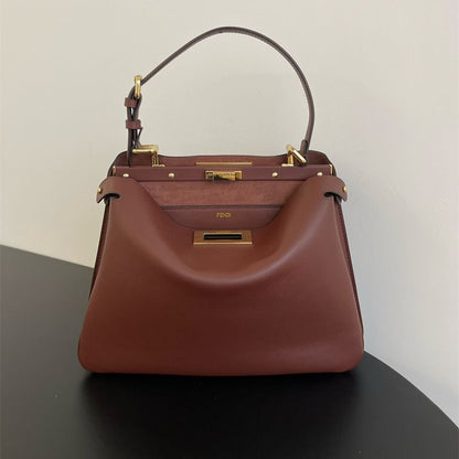 Fendi Peekaboo ISeeU Small bag in dark brown leather