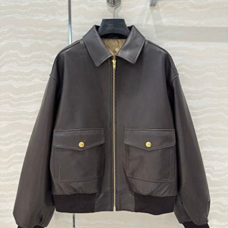 Celine Loose Aviator Blouson Jacket in Soft Lambskin.