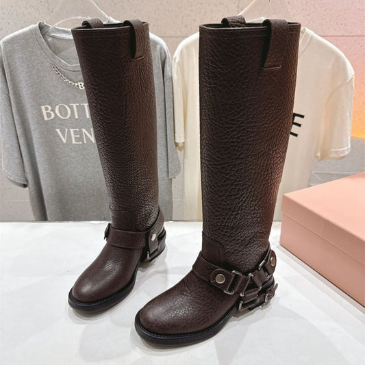 Miu Miu Leather Biker Boots,