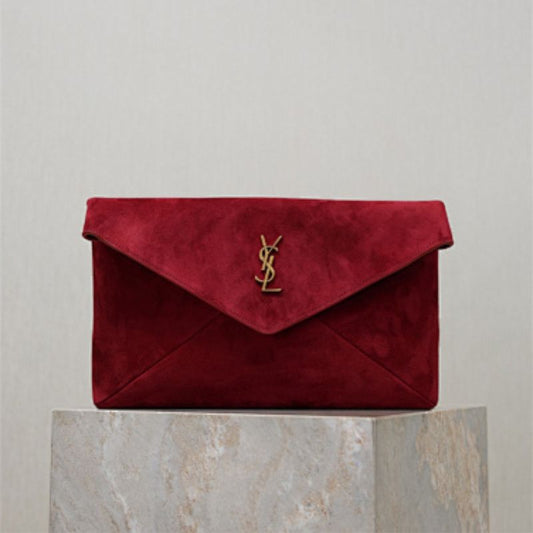 Saint Laurent Cassandre Clutch in Deep Haute Red