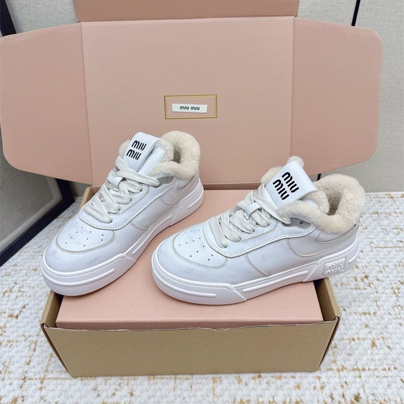 Miu Miu Bleached Leather Sneakers