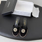 Chanel Pearl-Embellished Interlocking CC Suede Mules in black (noir)