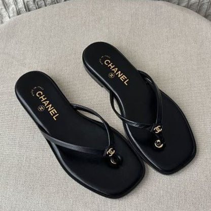 Chanel Goatskin CC Thong Flip-Flops