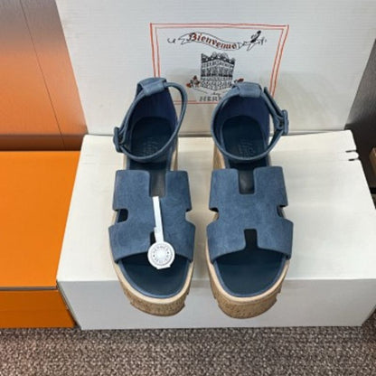 Hermès Eze 30 sandals in a blue suede