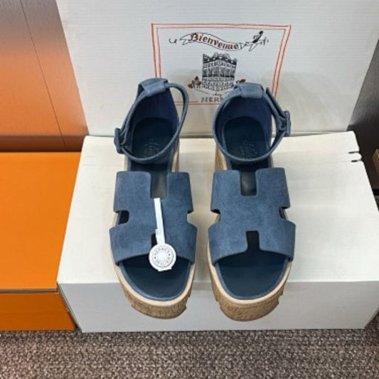 Hermès Eze 30 sandals in a blue suede