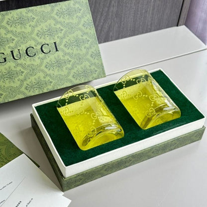 Gucci yellow-tinted crystal tumblers,