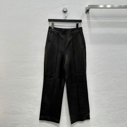Hermès black, high-waisted, wide-leg faux leather trousers