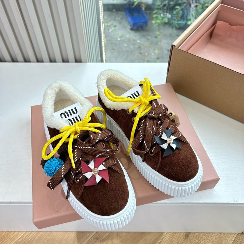 Miu Miu Suede and Shearling Sneakers