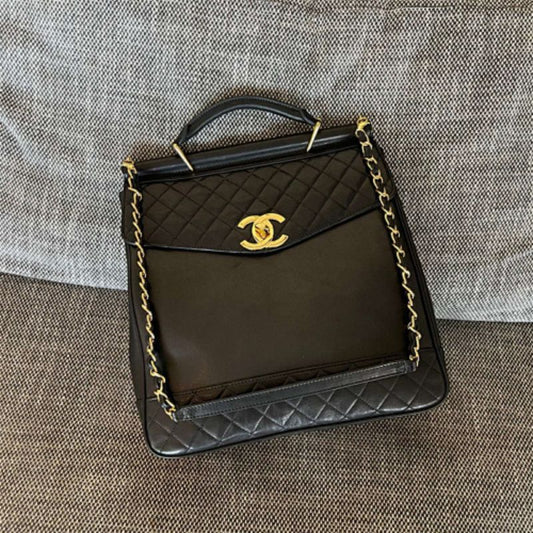 Chanel Vintage 1990 Quilted Briefcase Crossbody Bag.