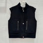 Hermès black sleeveless short bomber jacket