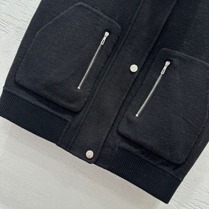 Hermès black sleeveless short bomber jacket