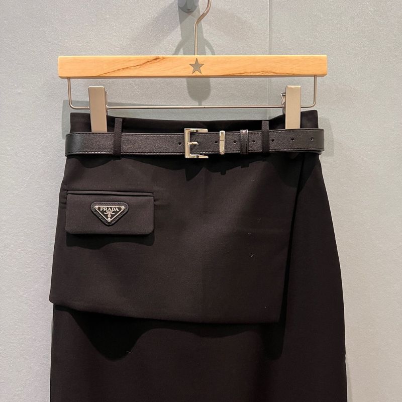Prada Re-Nylon midi skirt with a pouch.