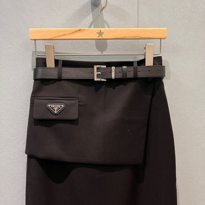 Prada Re-Nylon midi skirt with a pouch.
