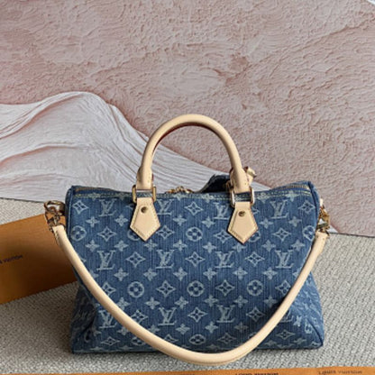 Louis Vuitton Speedy Soft 30 Monogram Denim collection.