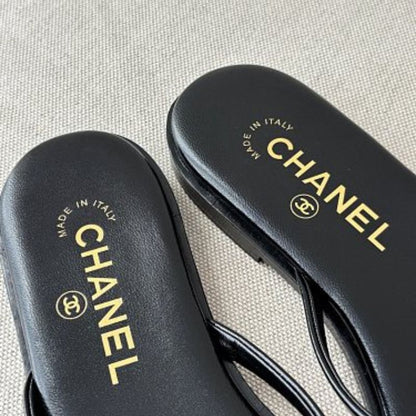 Chanel Goatskin CC Thong Flip-Flops