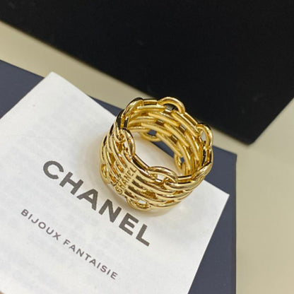 Chanel triple-row chain ring,