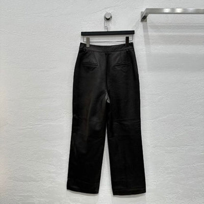 Hermès black, high-waisted, wide-leg faux leather trousers