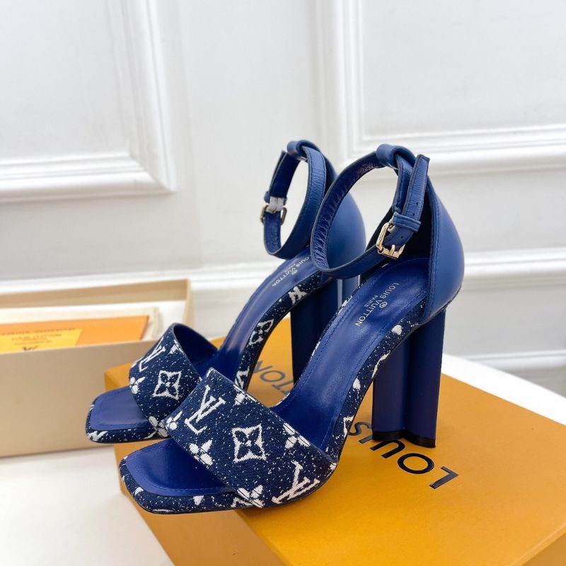Louis Vuitton Navy Blue Monogram Canvas and Leather Silhouette Sandals