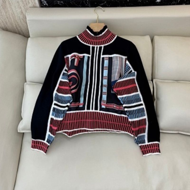 Hermès "Lettres Equestres" Long-Sleeve Twillaine Sweater