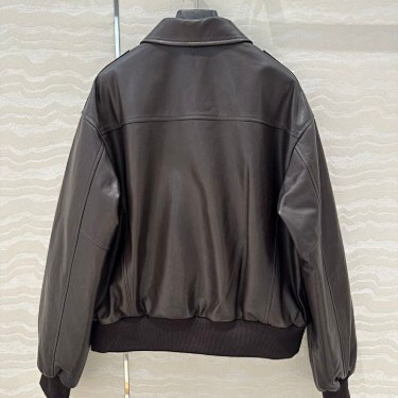 Celine Loose Aviator Blouson Jacket in Soft Lambskin.