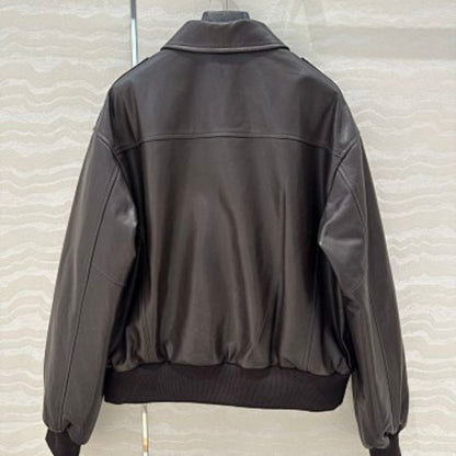 Celine Loose Aviator Blouson Jacket in Soft Lambskin.