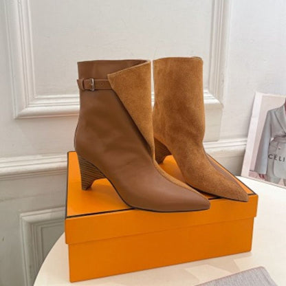Hermès Rouxa Ankle Boots in a warm camel-brown finish.Sizes: 35-39