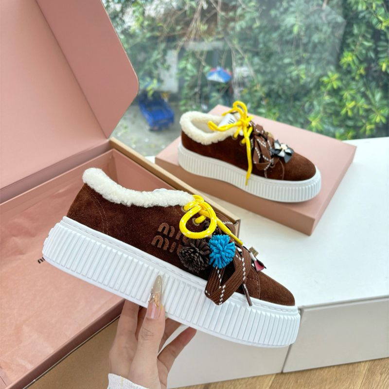 Miu Miu Suede and Shearling Sneakers