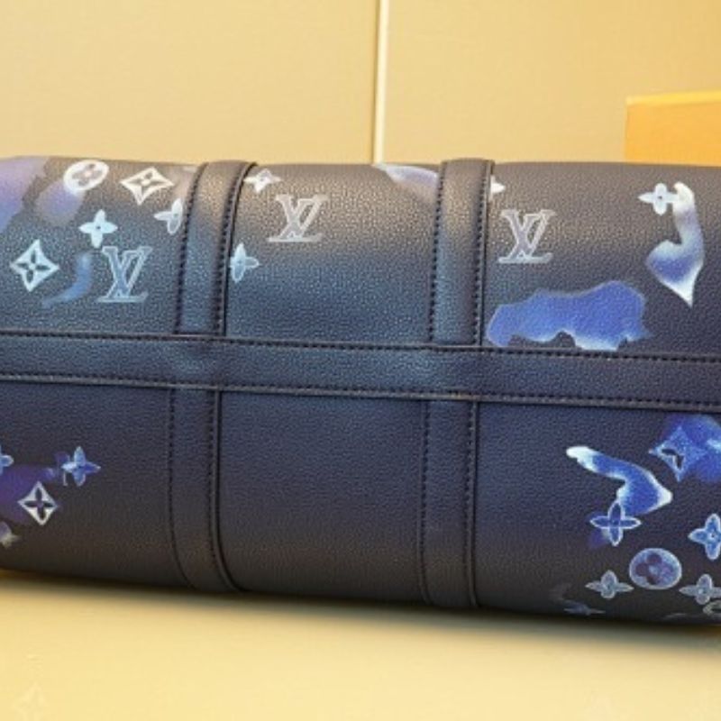 Louis Vuitton Keepall Bandoulière 50 in Monogram Ink Watercolor blue.