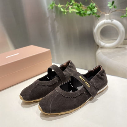 Miu Miu logo-strap ballet flats.