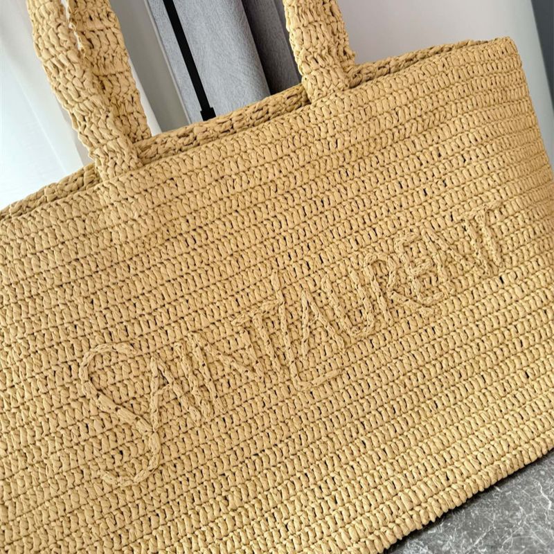 Saint Laurent Rive Gauche raffia tote bag.