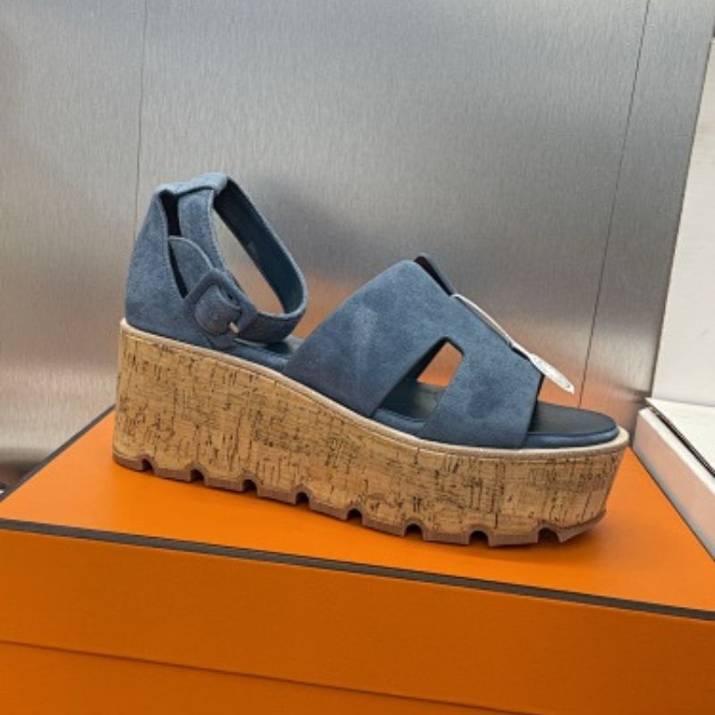 Hermès Eze 30 sandals in a blue suede