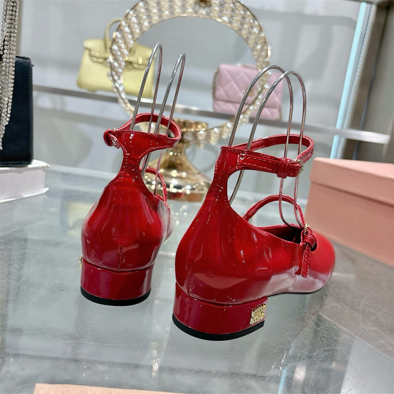 Miu Miu Patent Leather Slingbacks with Buckles