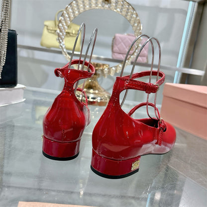 Miu Miu Patent Leather Slingbacks with Buckles