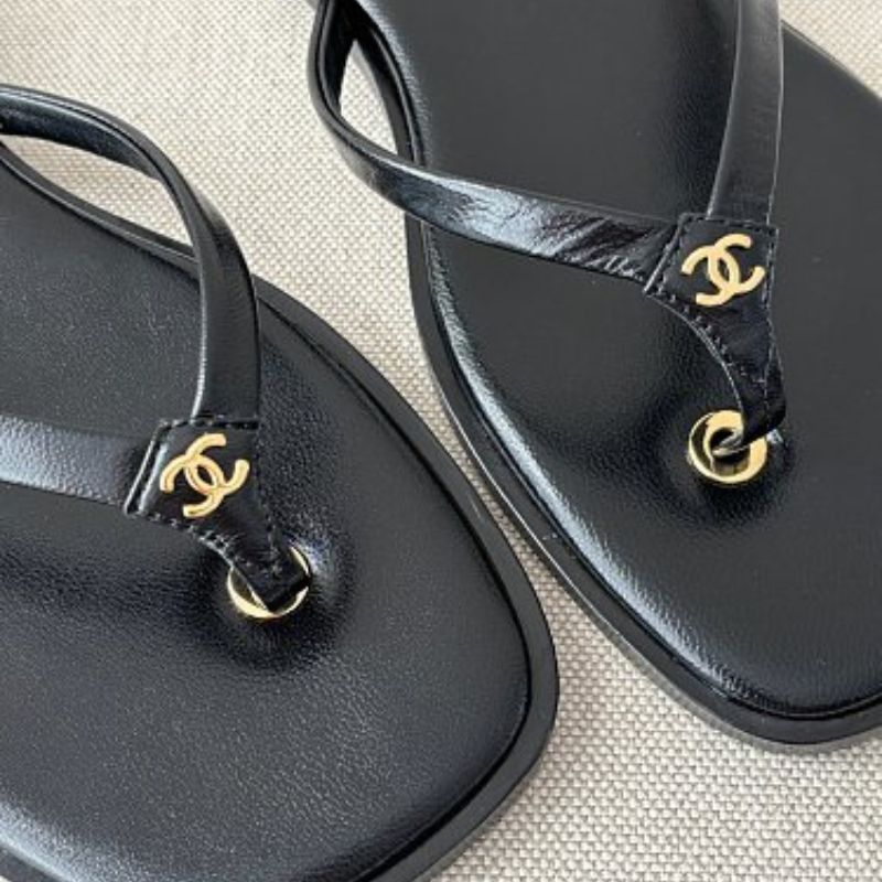 Chanel Goatskin CC Thong Flip-Flops