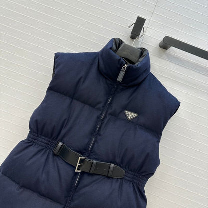 Prada padded down vest with a detachable belt