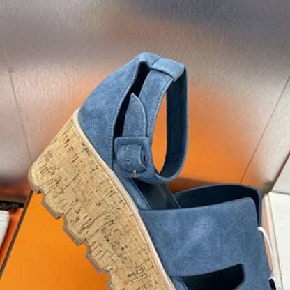 Hermès Eze 30 sandals in a blue suede