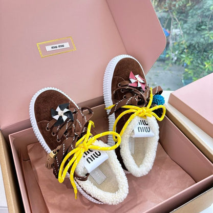 Miu Miu Suede and Shearling Sneakers