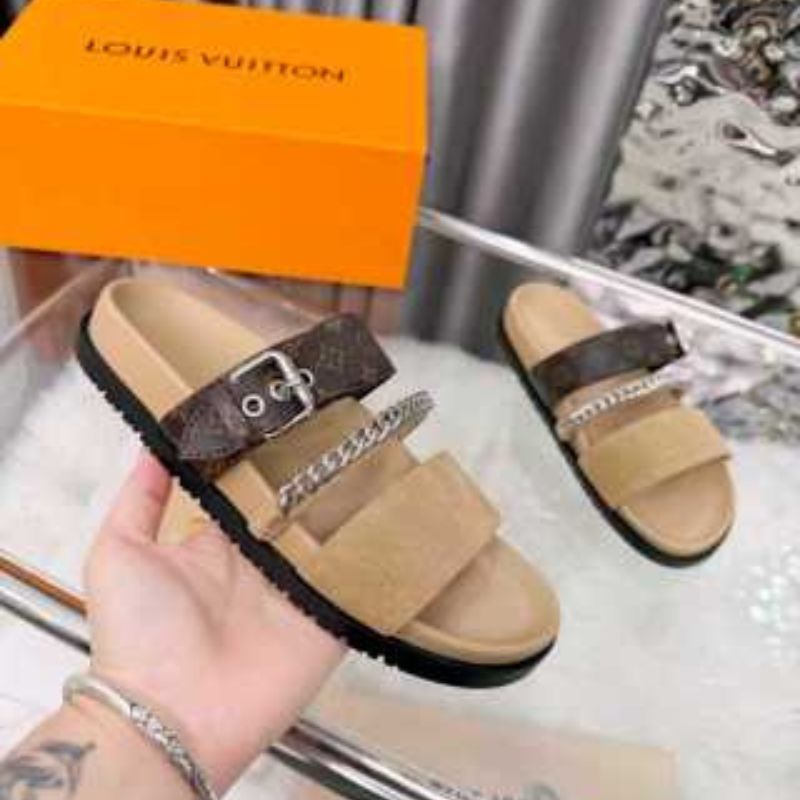 Louis Vuitton LV Vibe Comfort Mules in a beige