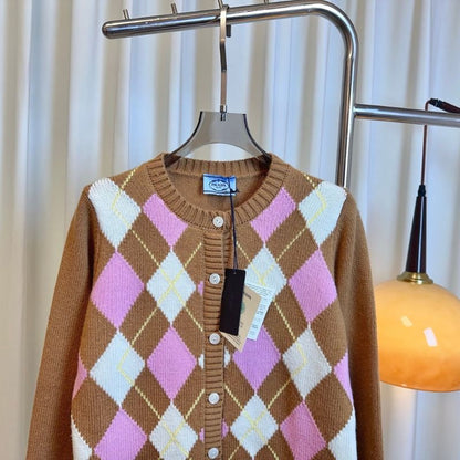 Prada Argyle wool and cashmere cardigan.