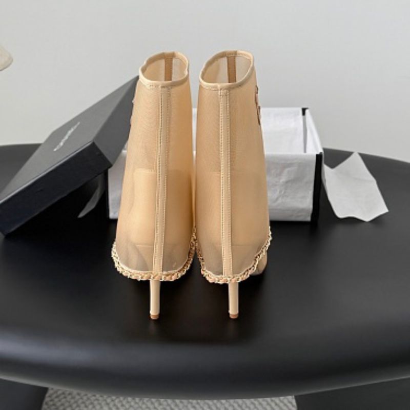Chanel Mesh Peep-Toe Bootie Sandals