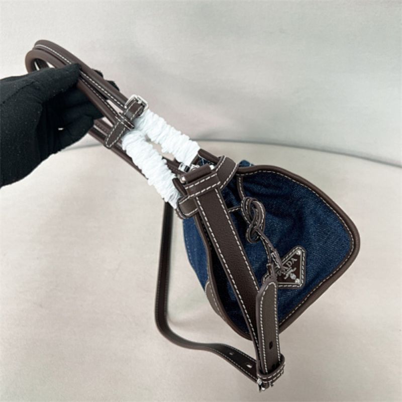 Prada Bonnie Medium Denim and Leather Handbag,