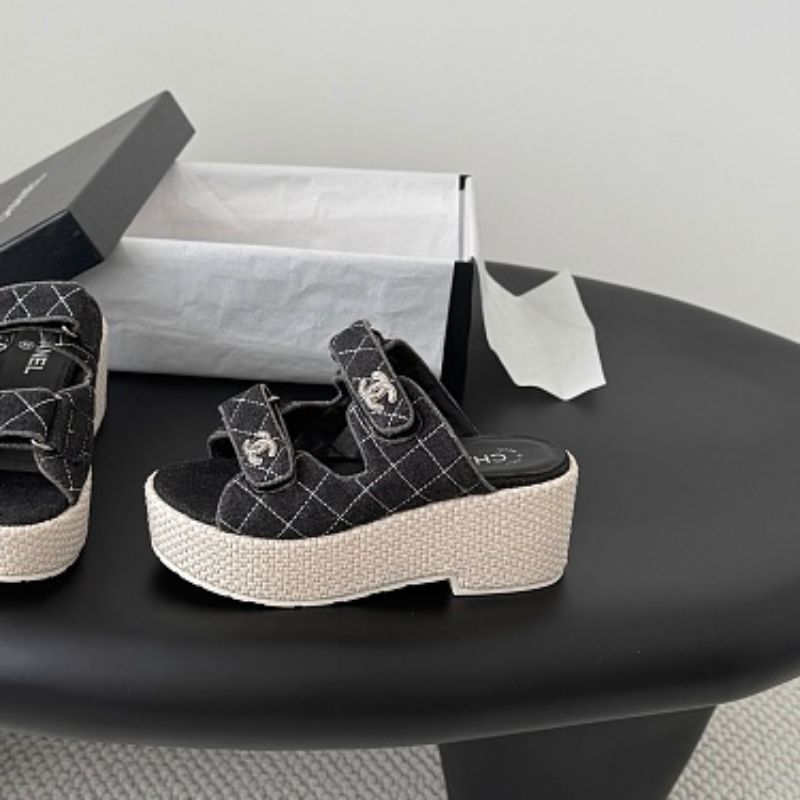 Chanel Quilted Denim Dad Sandals from the Cruise 2022